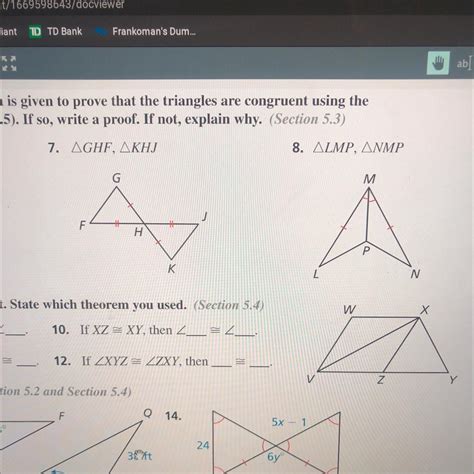 The Triangles are congruent because they have the same side lengths and and angle measures. . Determine whether the triangles are congruent explain your reasoning